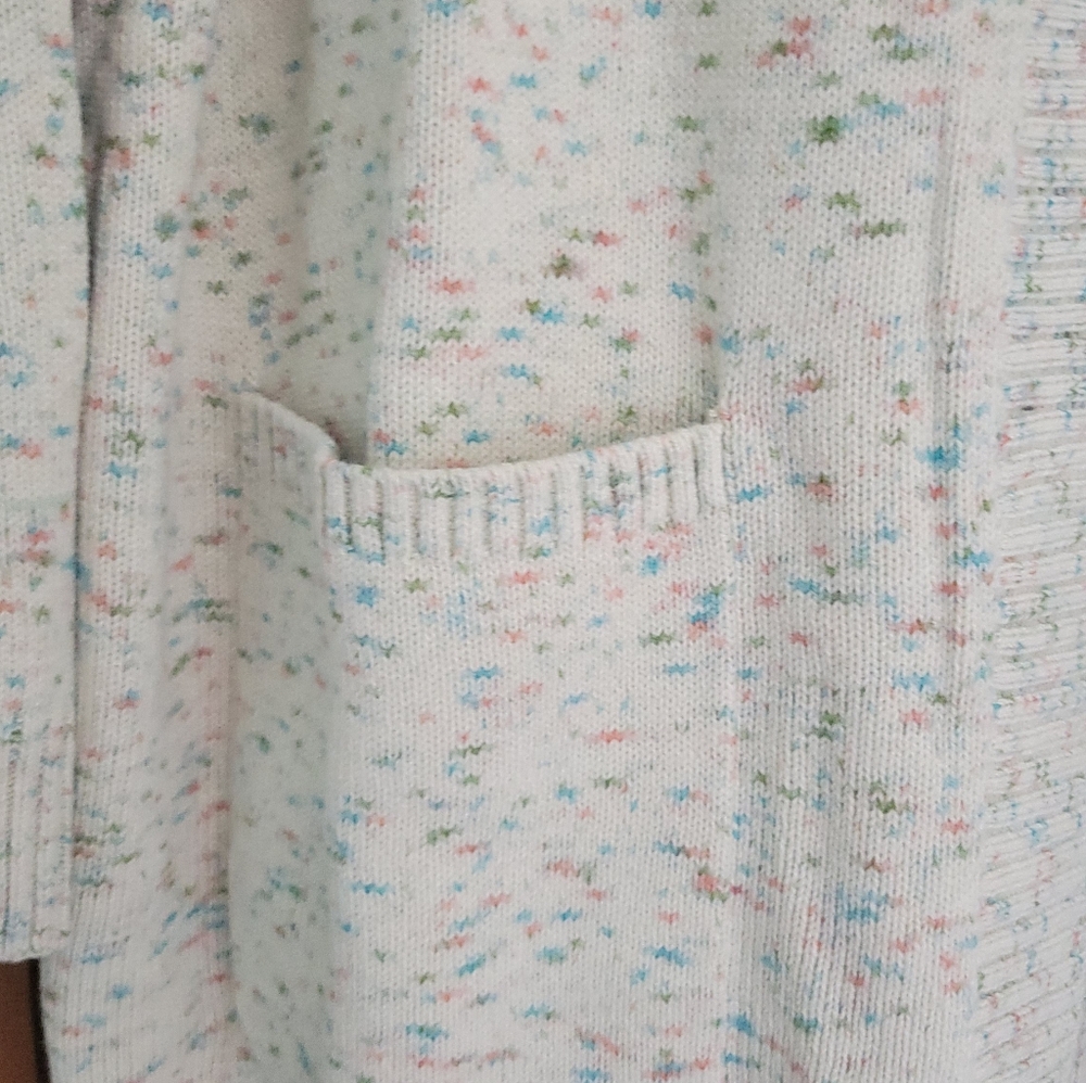 Belle Kim Gravel Cardigan Open Front Sweater Knit 1X - Picture 3 of 7